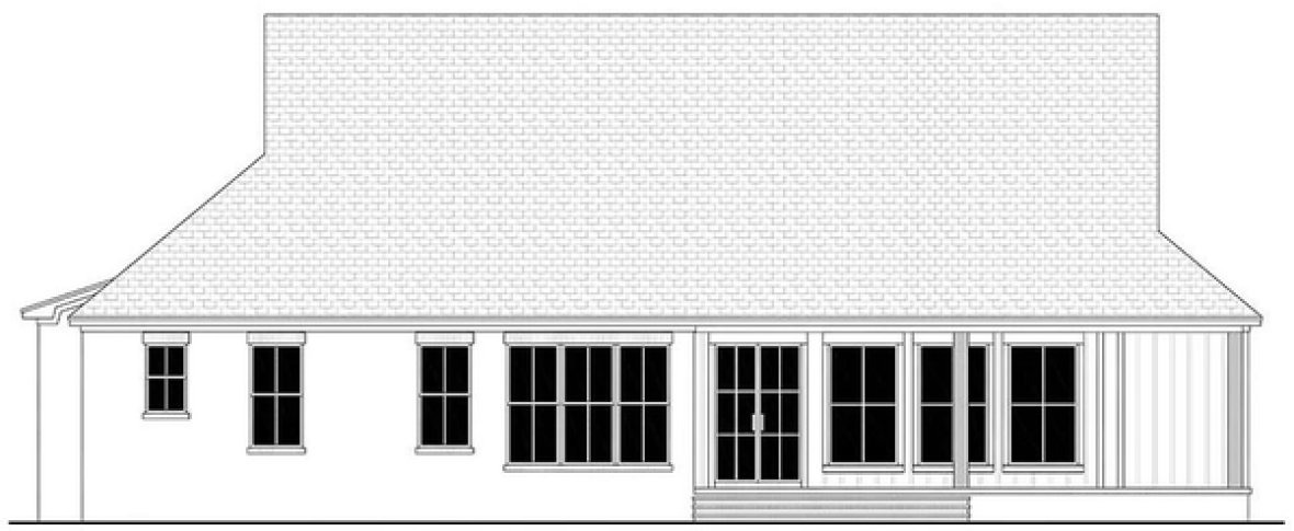 Rear Elevation for House Plan #303522