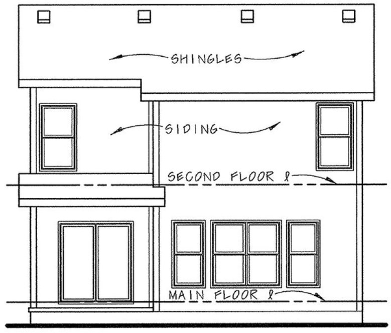 Rear Elevation for House Plan #150451
