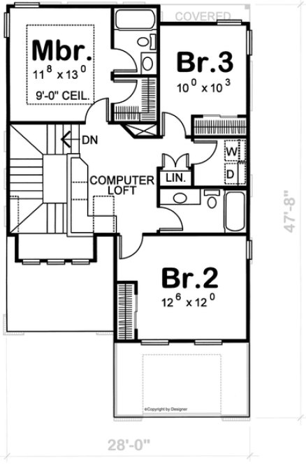 Second Floor Plan for House Plan #150451