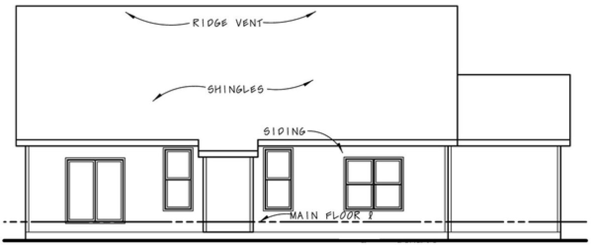 Rear Elevation for House Plan #153461
