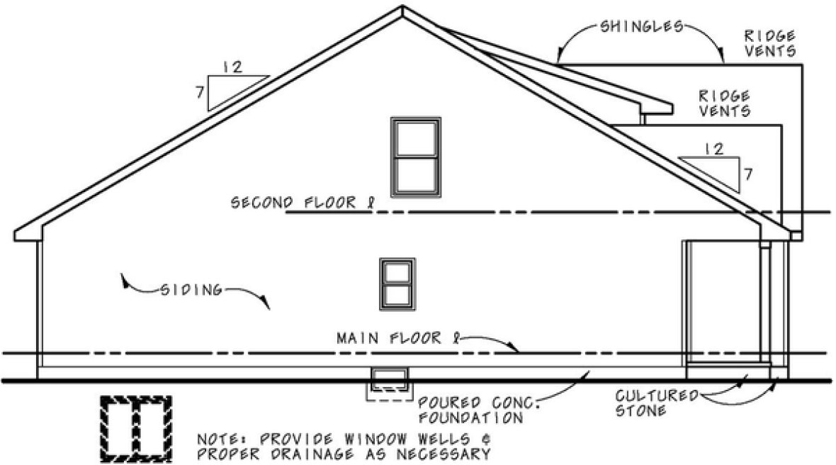 Left Elevation for House Plan #159891