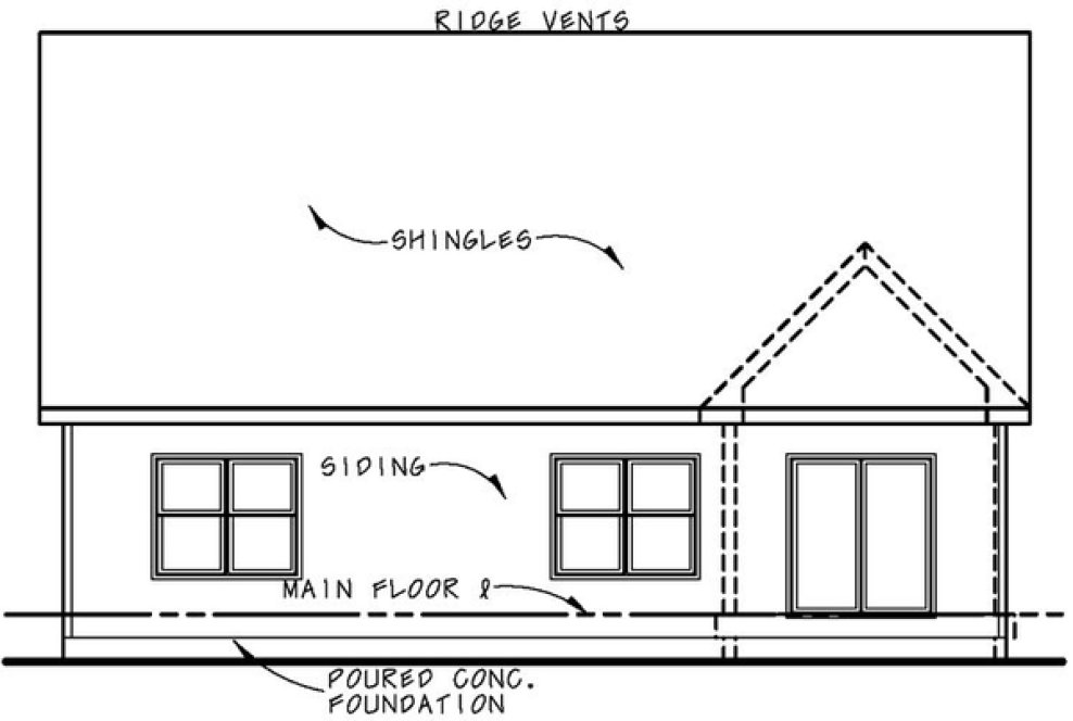 Rear Elevation for House Plan #159891