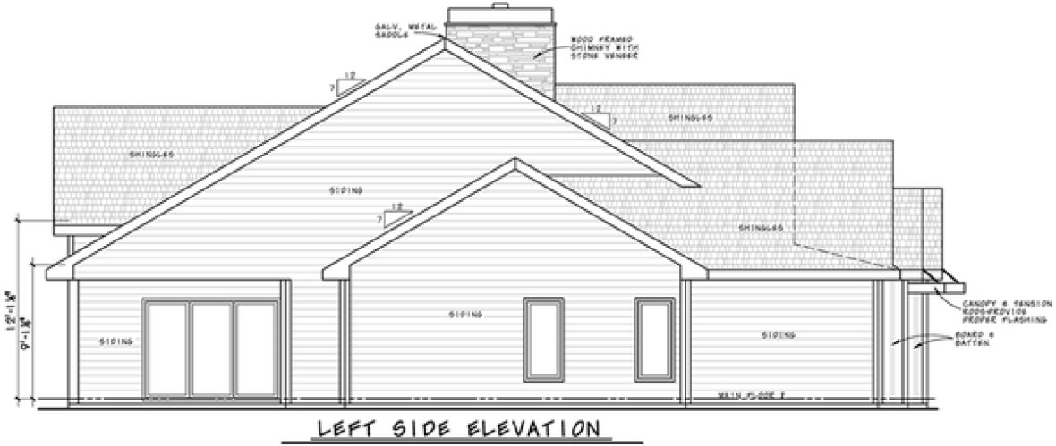Left Elevation for House Plan #154352
