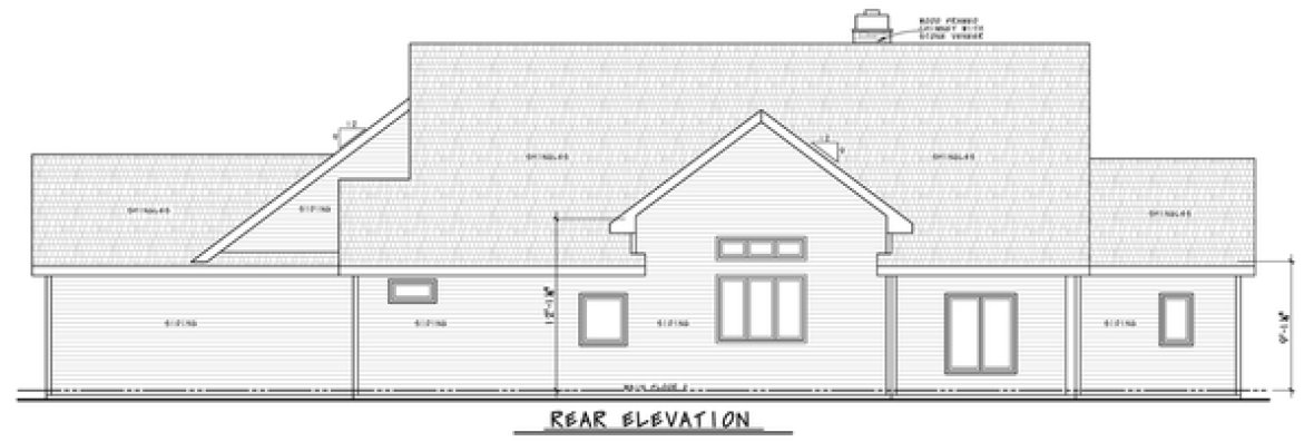 Rear Elevation for House Plan #154352