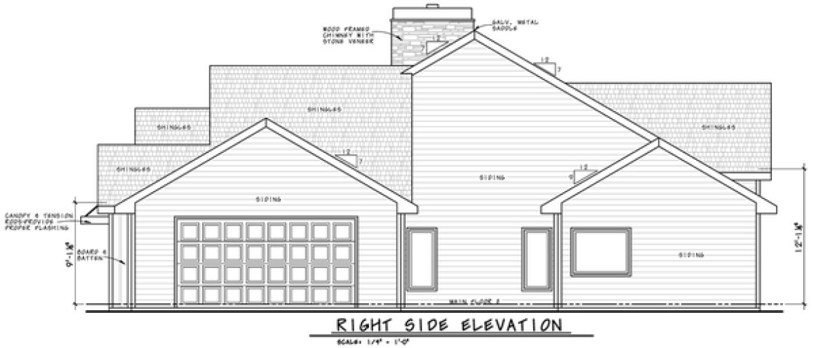 Right Elevation for House Plan #154352