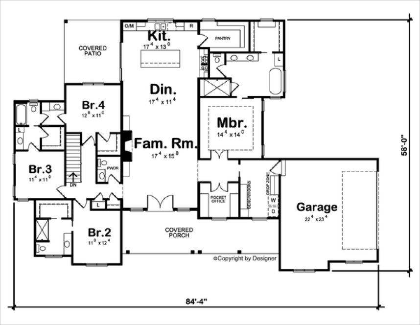 Main Floor Plan for House Plan #154352