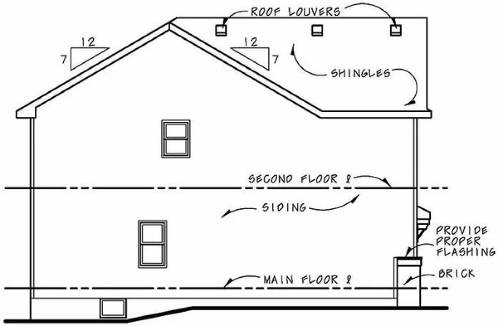 Left Elevation for House Plan #155312