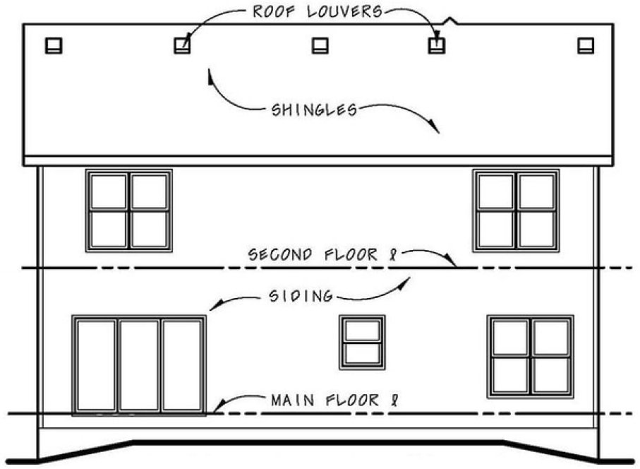 Rear Elevation for House Plan #155312