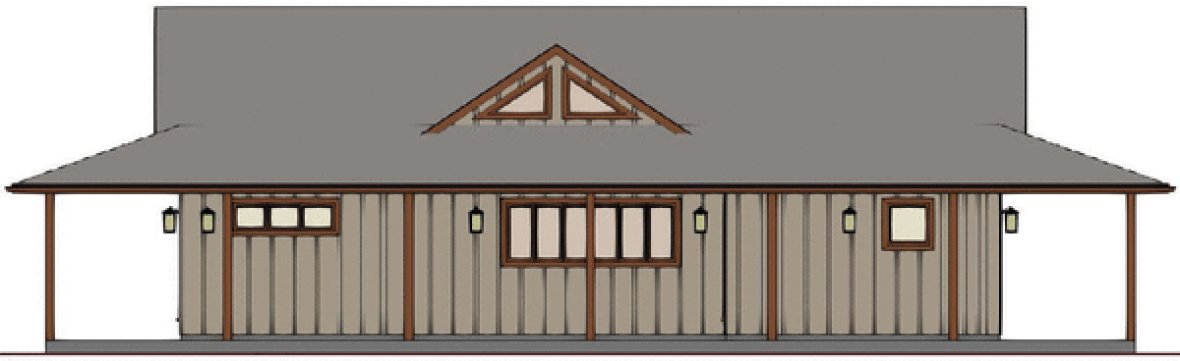 Rear Elevation for House Plan #207052