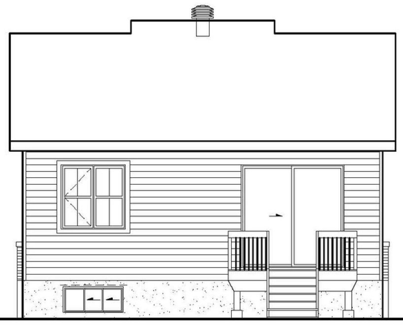 Rear Elevation for House Plan #170090