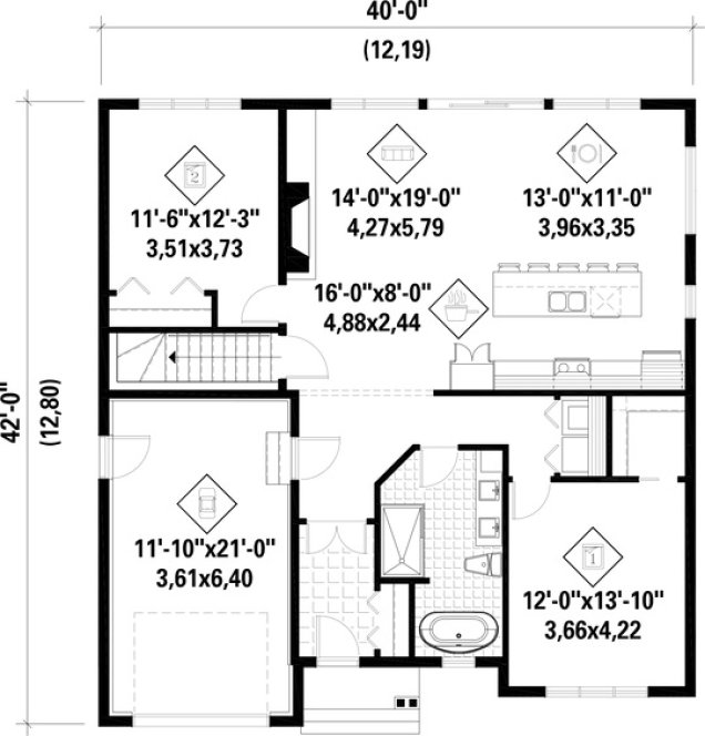 Main Floor Plan for House Plan #175131