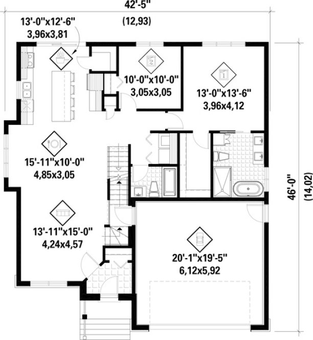 Main Floor Plan for House Plan #173471