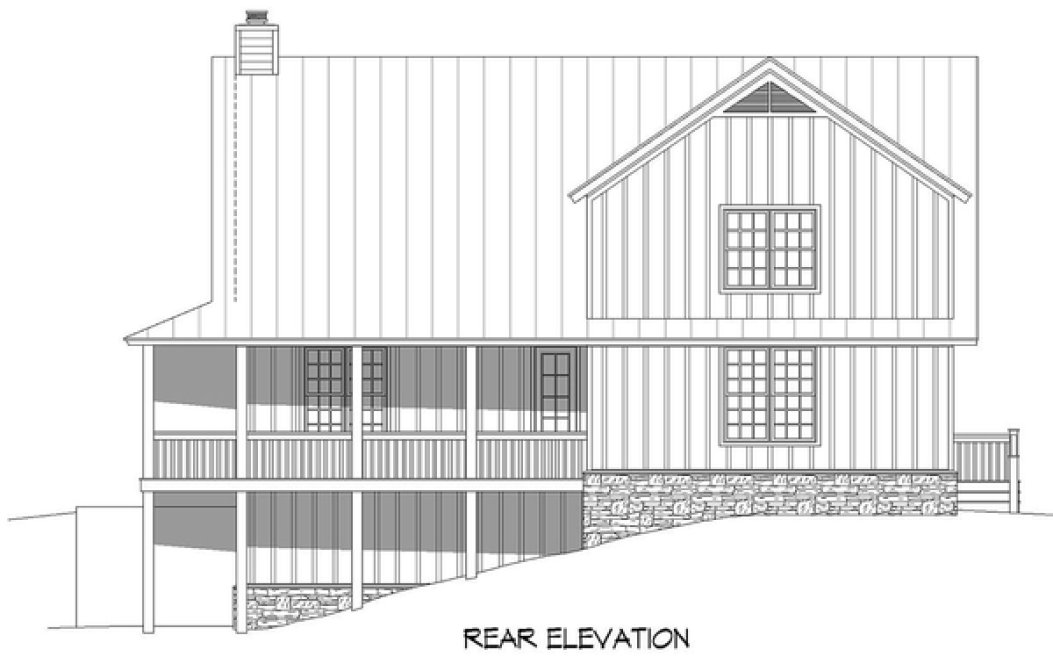 Rear Elevation for House Plan #690042