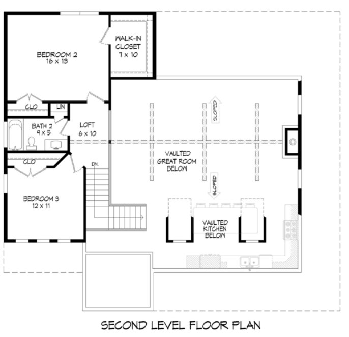Second Floor Plan for House Plan #690042