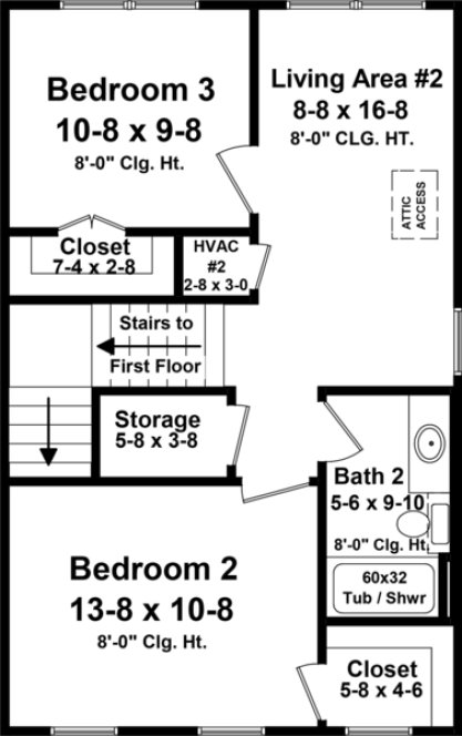 Second Floor Plan for House Plan #214181