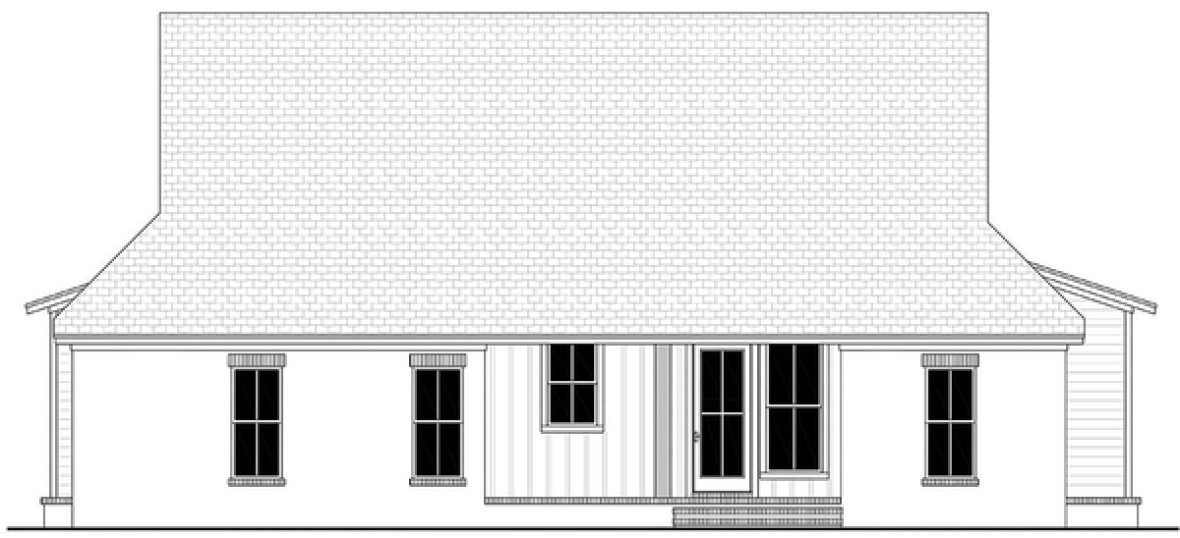 Rear Elevation for House Plan #300081