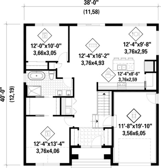Main Floor Plan for House Plan #176911