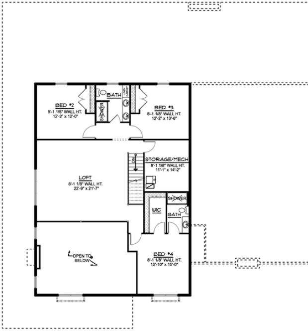 Second Floor Plan for House Plan #753104