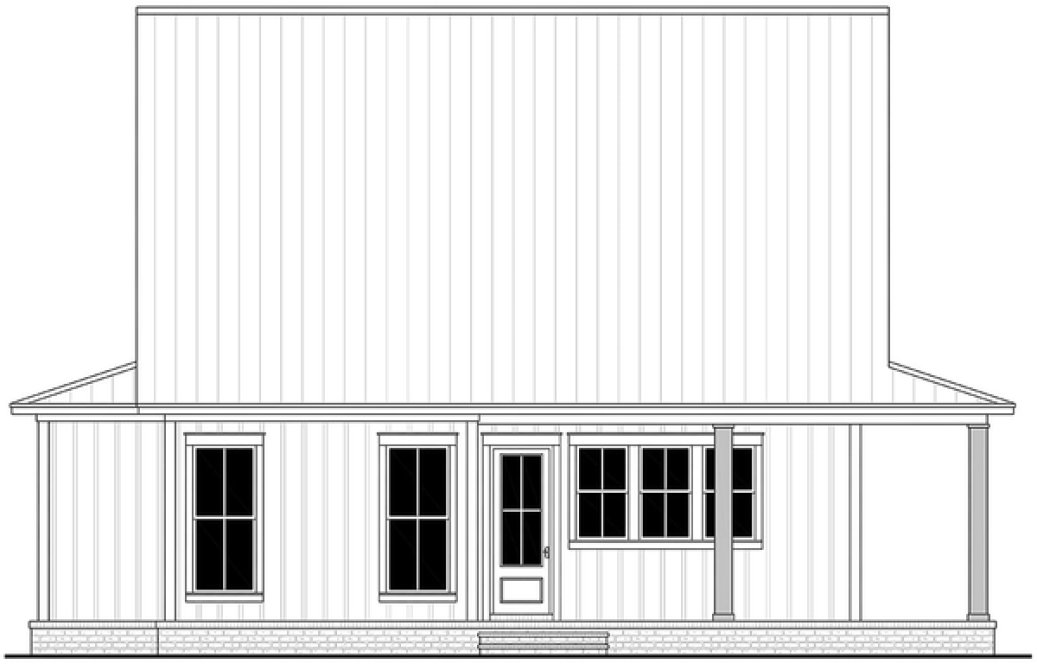 Rear Elevation for House Plan #305322