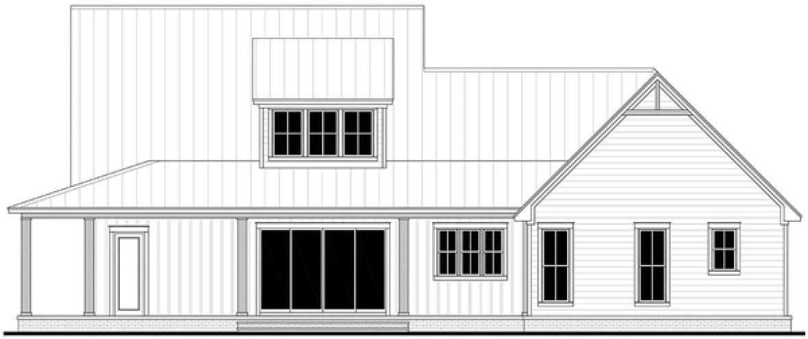 Rear Elevation for House Plan #302932