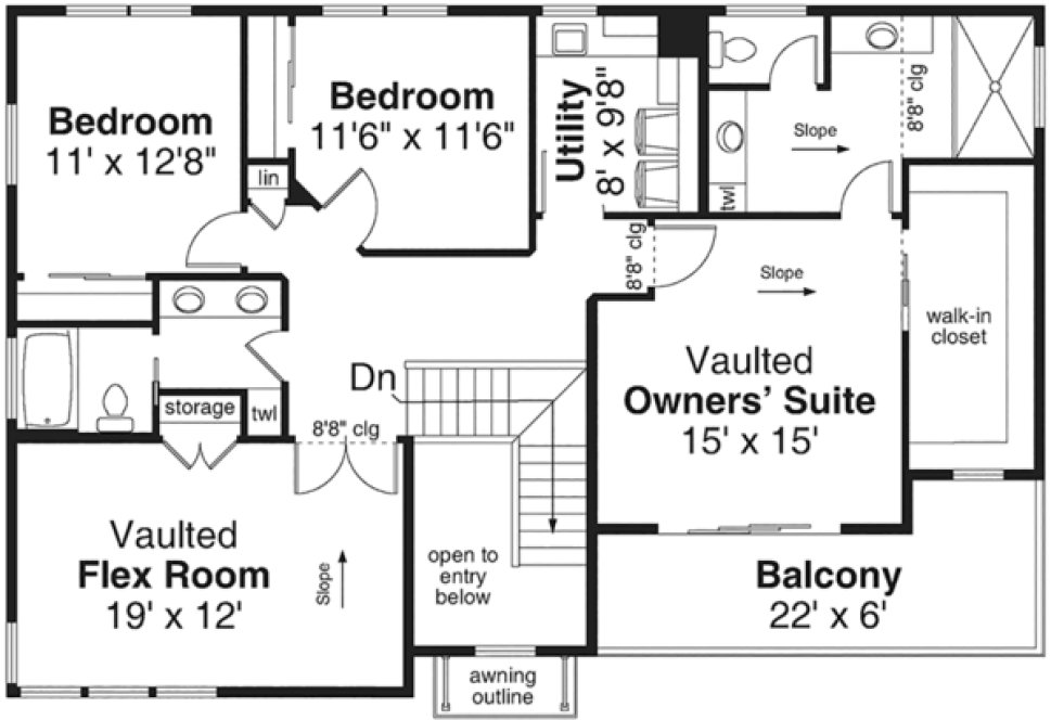 Second Floor Plan for House Plan #345432