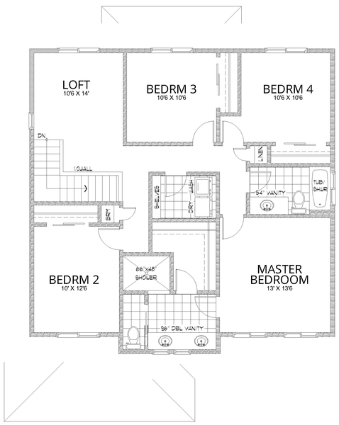 Second Floor Plan for House Plan #806012