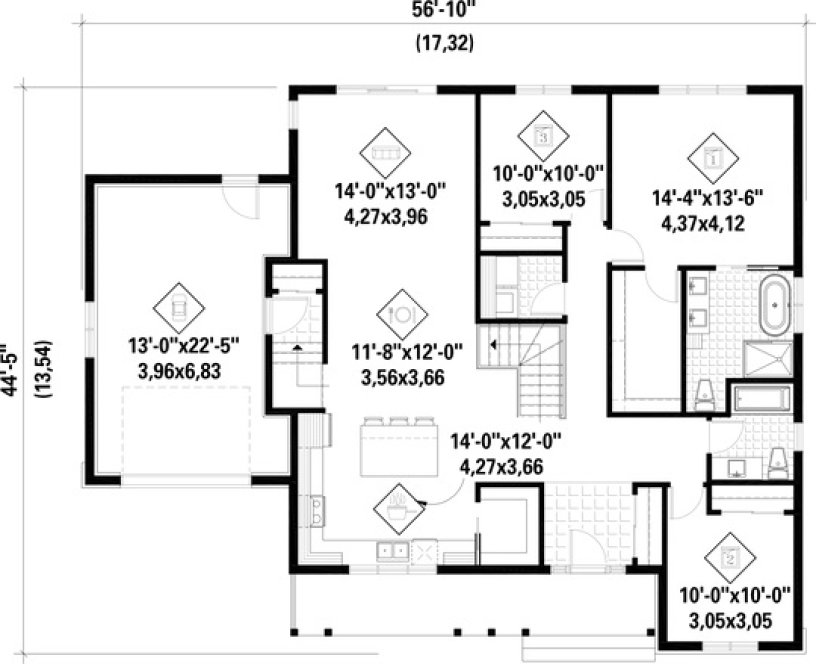 Rear Elevation for House Plan #171161