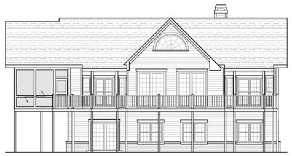 Rear Elevation for House Plan #122232