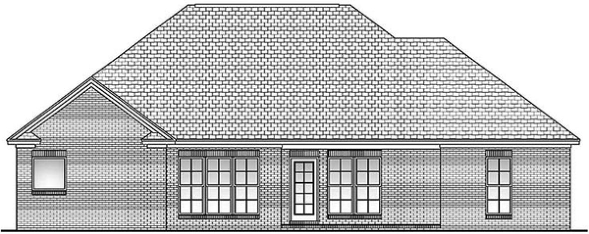 Rear Elevation for House Plan #302081