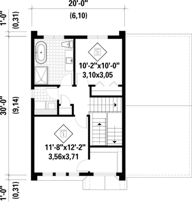 Second Floor Plan for House Plan #174611