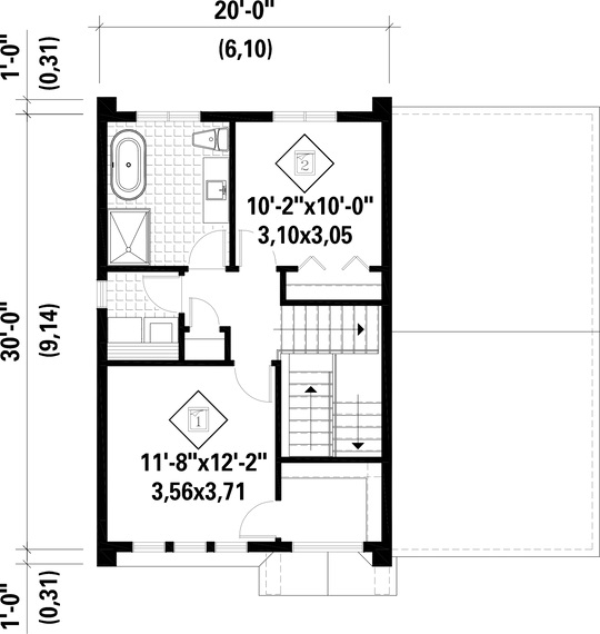 Second Floor Plan for House Plan #174611