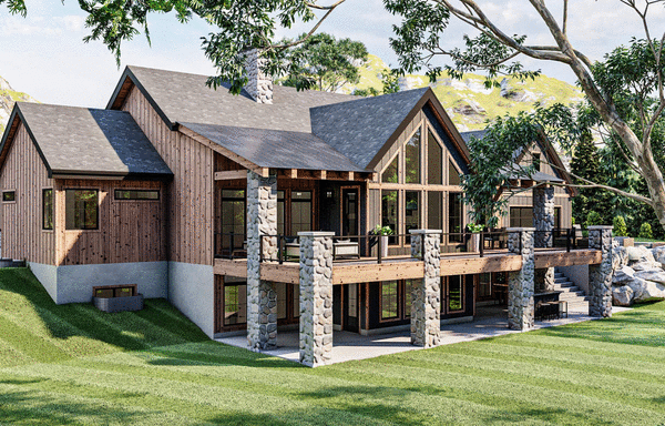 Rear Elevation for House Plan #707103