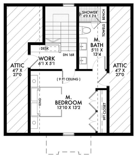 Second Floor Plan for House Plan #590021