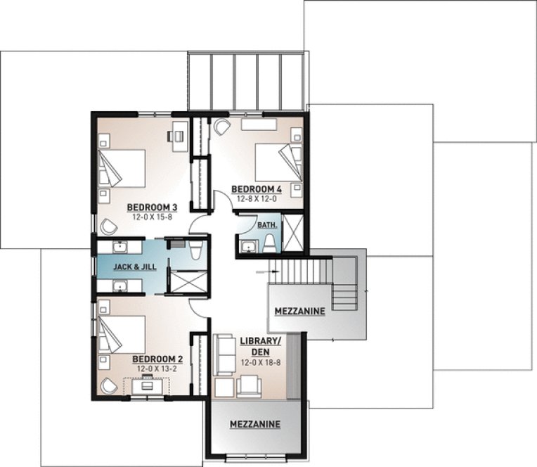 Second Floor Plan for House Plan #144613