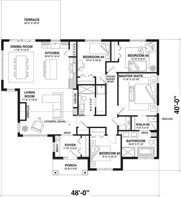 Main Floor Plan for House Plan #142161