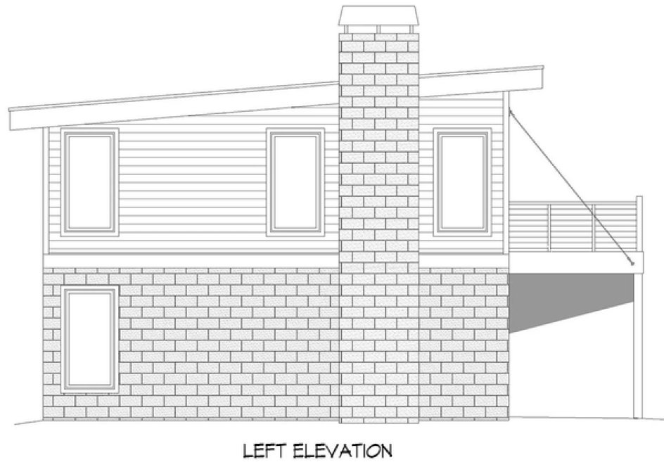 Left Elevation for House Plan #690080
