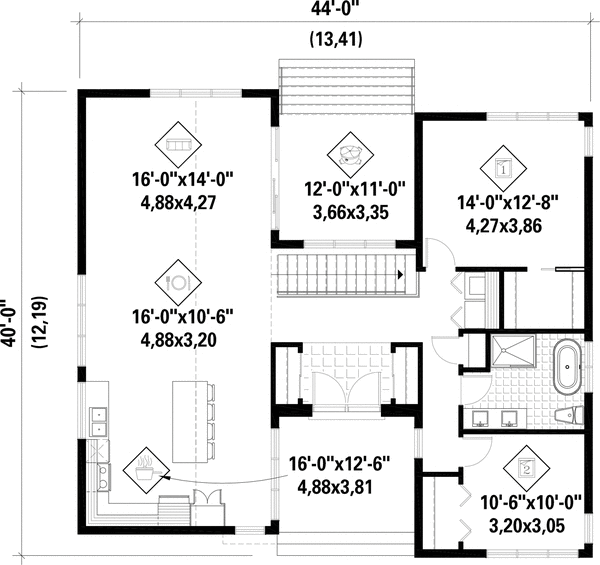Main Floor Plan for House Plan #176931