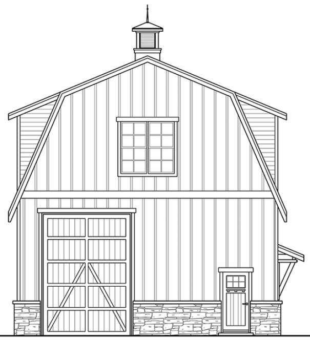 Rear Elevation for House Plan #344182