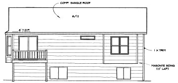 Rear Elevation for House Plan #355790
