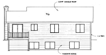 Rear Elevation for House Plan #354201