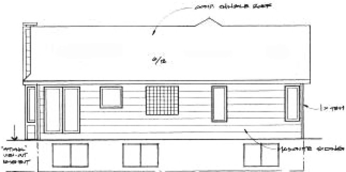 Rear Elevation for House Plan #351401