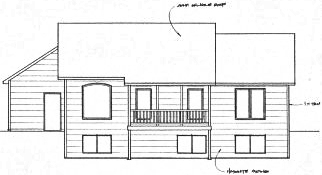 Rear Elevation for House Plan #354111