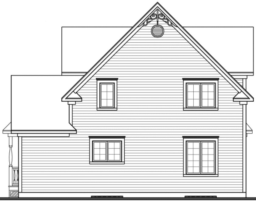Rear Elevation for House Plan #141056