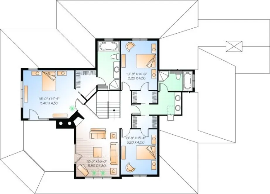 Second Floor Plan for House Plan #142383