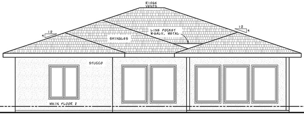 Rear Elevation for House Plan #153781