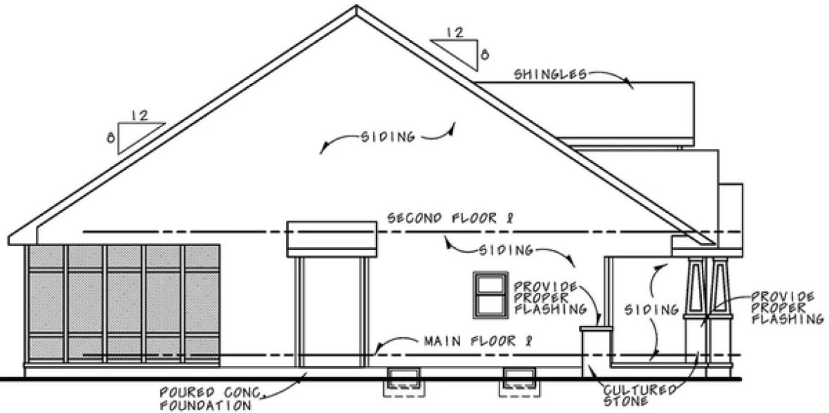 Left Elevation for House Plan #159781