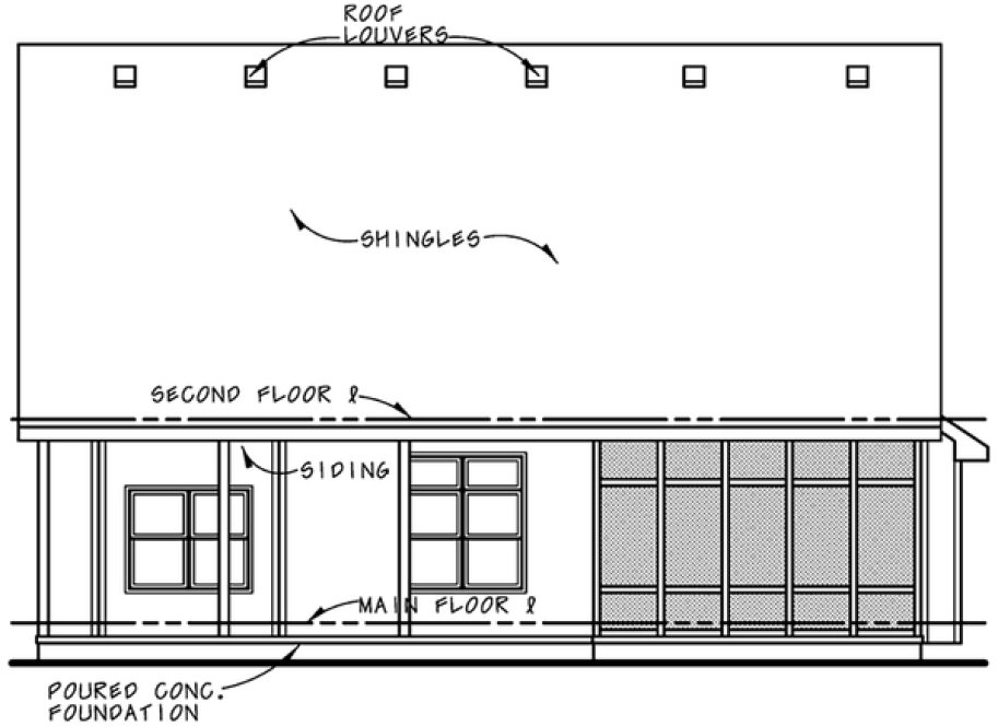 Rear Elevation for House Plan #159781