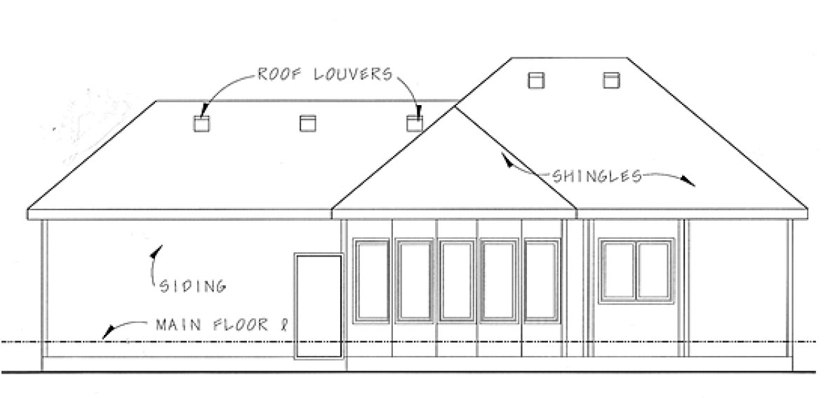 Rear Elevation for House Plan #708851