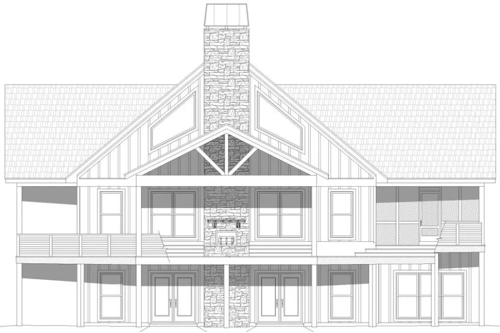 Rear Elevation for House Plan #699442