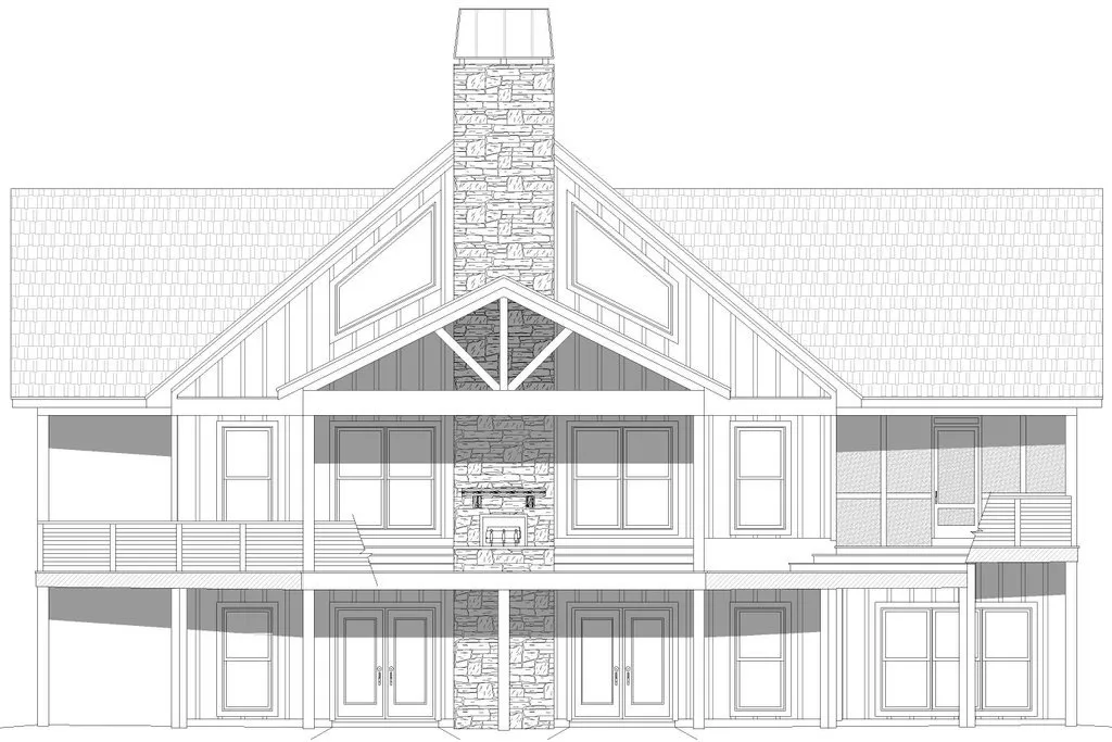 Rear Elevation for House Plan #699442